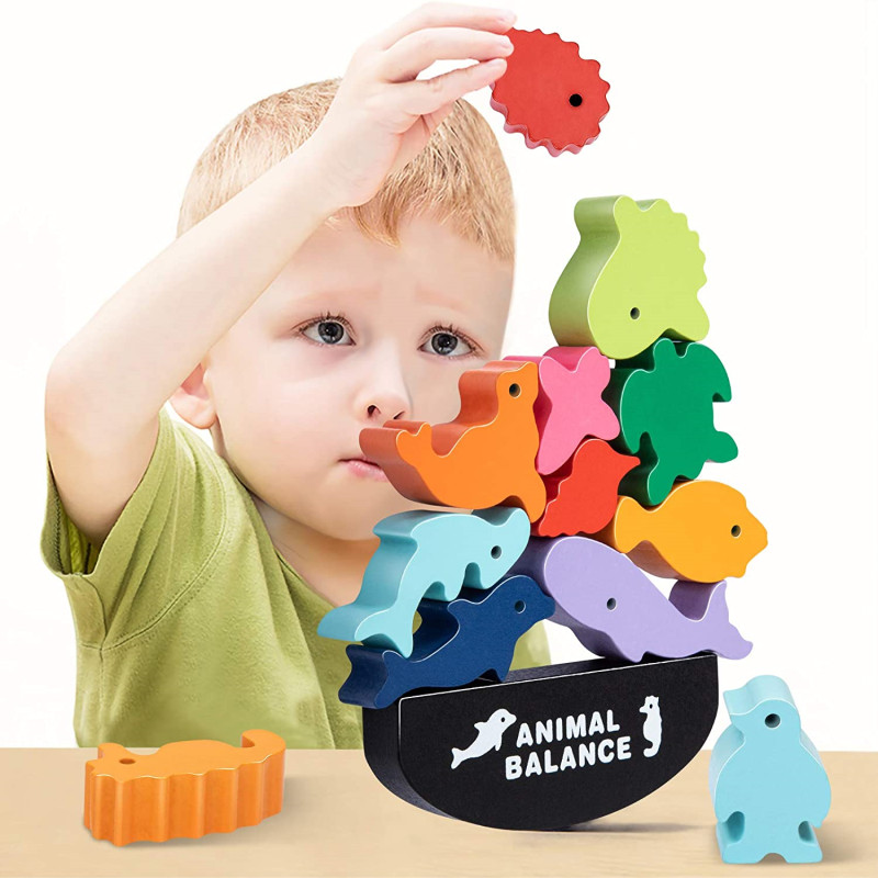 Board Game Idea - Nouveaux enfants Montessori blocs d'équilibre animaux
