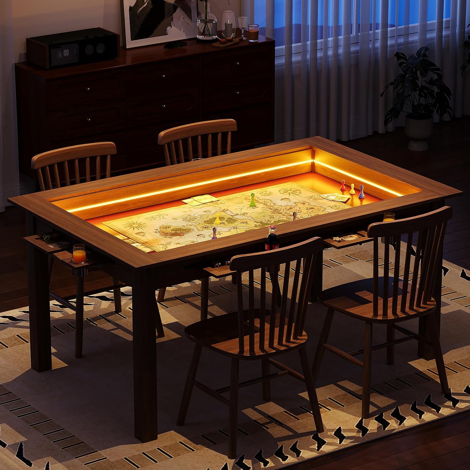 Table de jeu en noyer avec écl - Board Game Cafe avis et prix